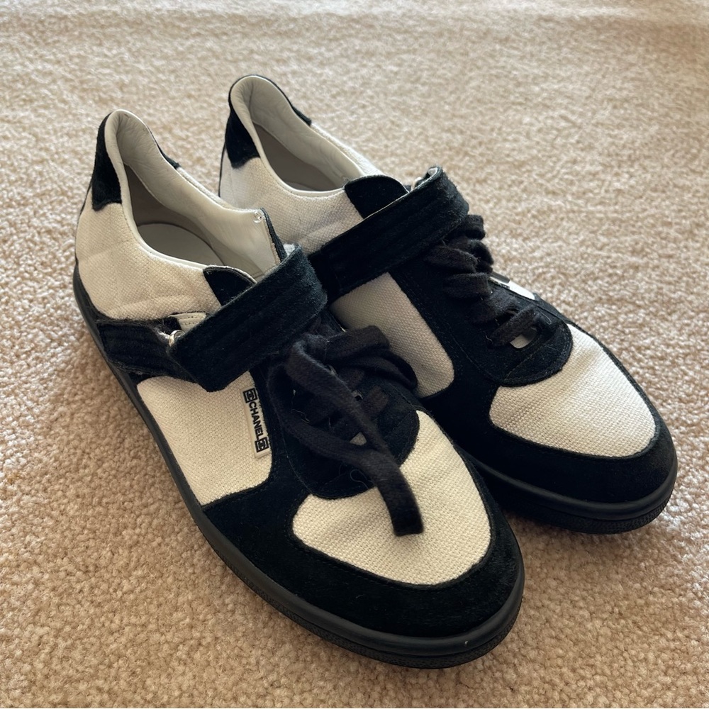 CHANEL Black and White Sneakers